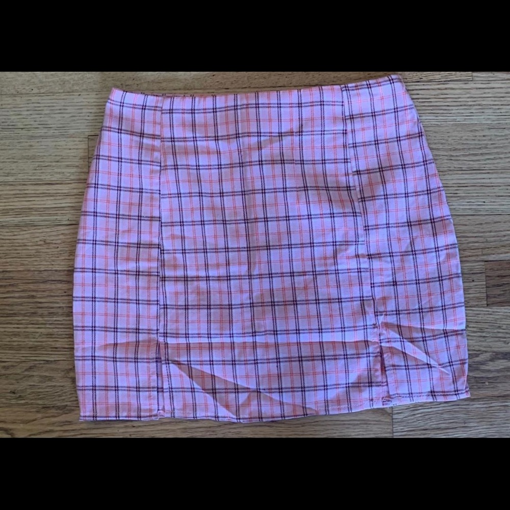 Pink Plaid Skirt